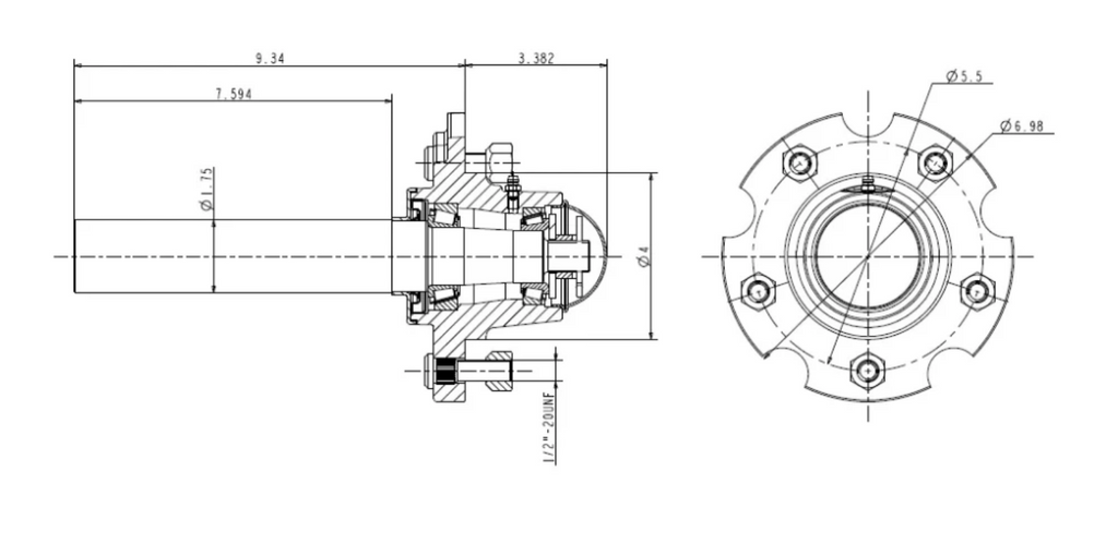 25-5 / 5 Bolted Hub with Bearings & Spindle Assembly