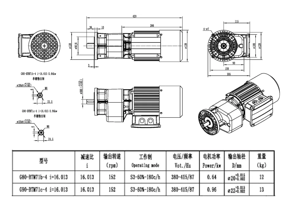 crane gearbox reducer helical geared motor parameter